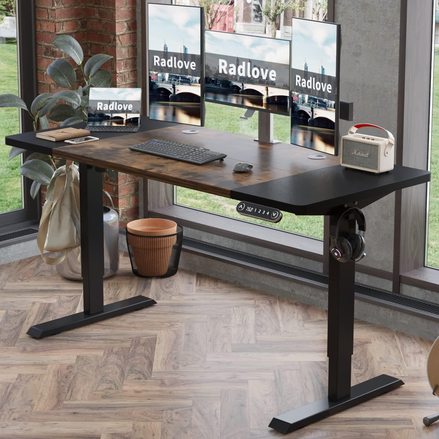 NEW - Radlove Electric Height Adjustable Standing Desk, 63x 30 Inches Stand Up Ergonomic Desk Workstation, Splice Board Home Office Computer Table - Retail $173