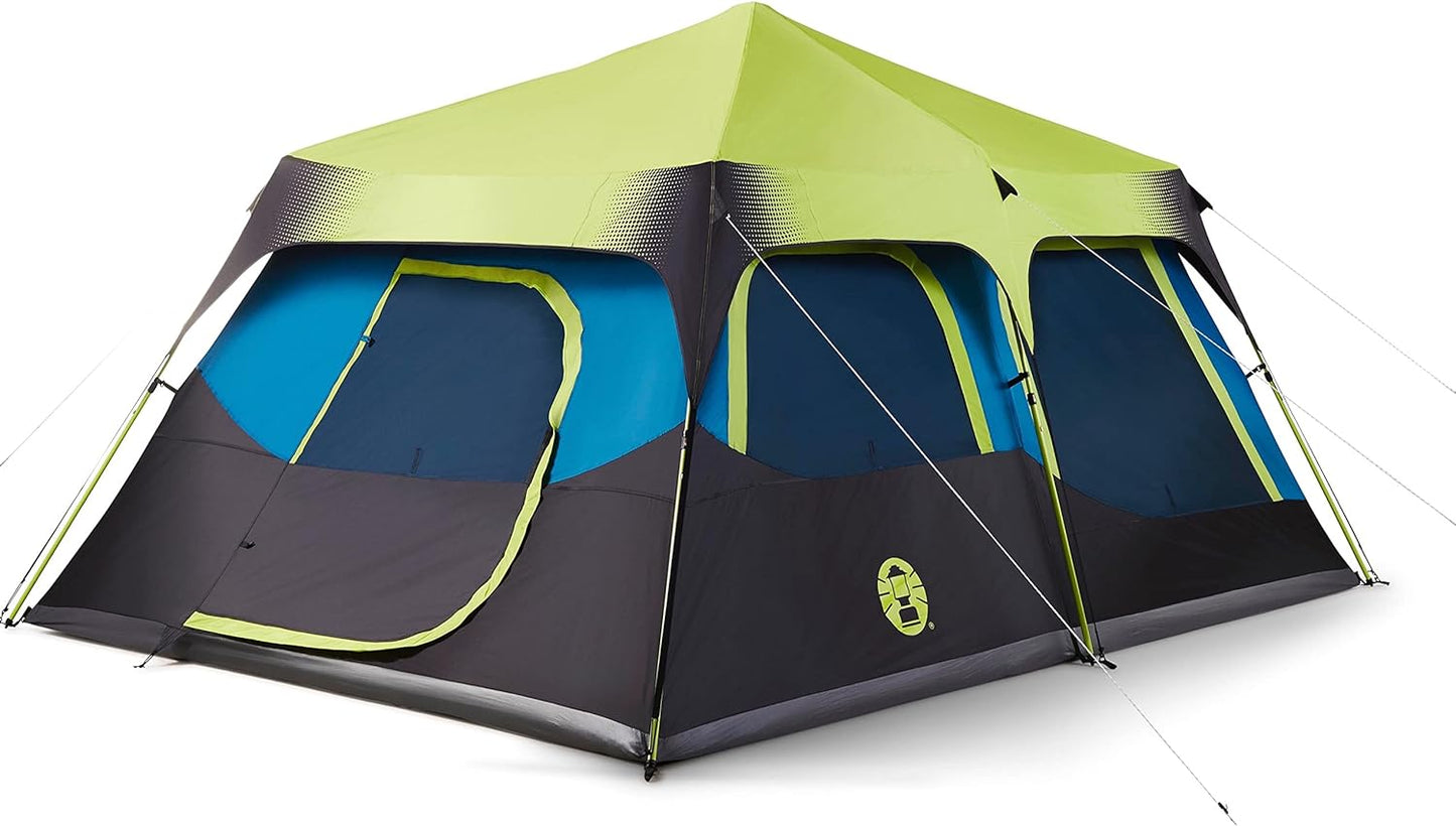 NEW - Coleman Camping Tent with Instant Setup, 10 Person Weatherproof Tent with Weathertec Technology, Double-Thick Fabric, and Included Carry Bag, Sets Up in 60 Seconds - Retail $329