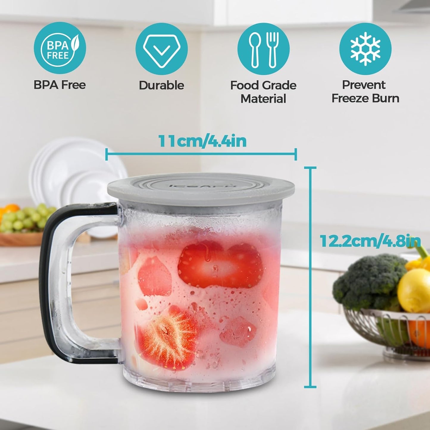 Ice Cream Pints Containers and Lids: Ice Cream Pint Containers Compatible with JLAJILA Ice Cream Maker Dishwasher Safe & BPA-Free (2) - Retail $0