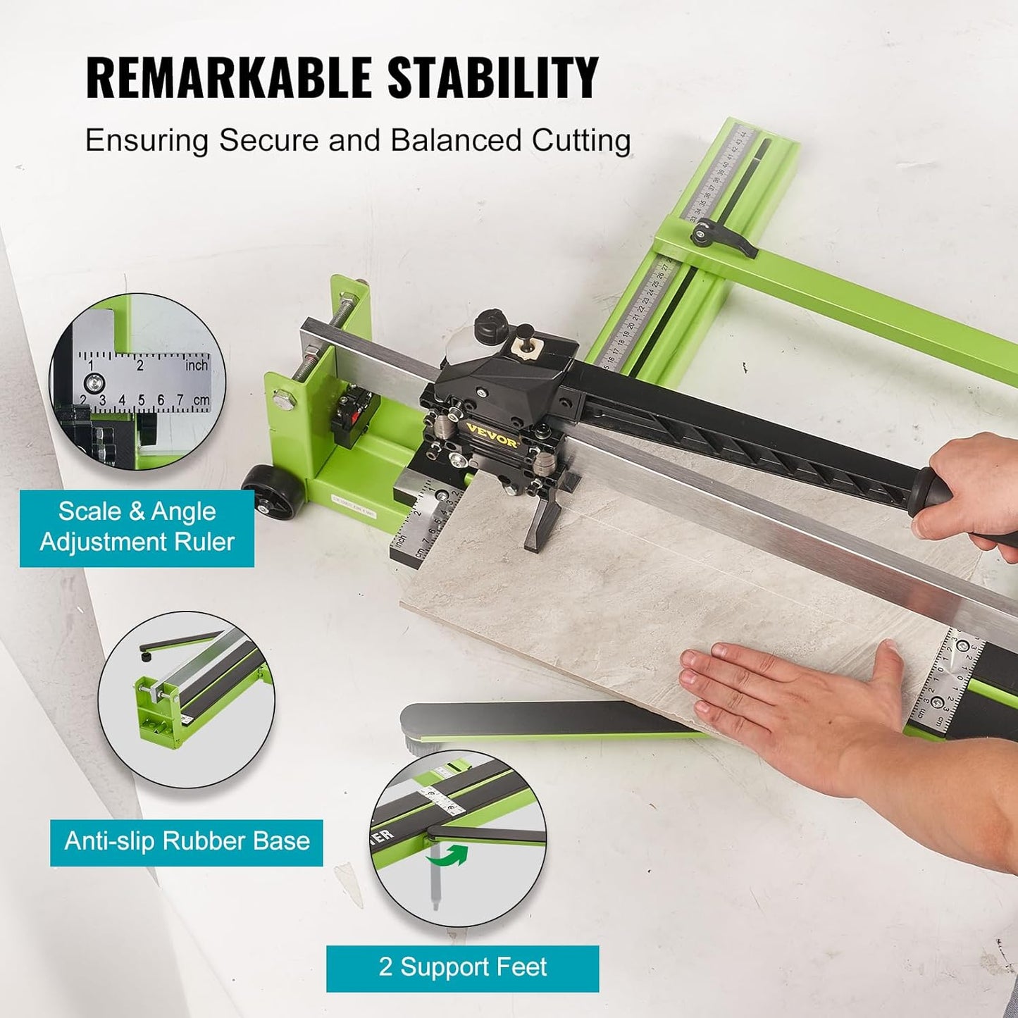 NEW w/ minor dmg: VEVOR Tile Cutter 48 Inch, Manual Tile Cutter All-Steel Frame,Tile Cutting Machine w/Laser Guide and Bonus Spare Cutter,Tile Cutter Hand Tool for Precision Cutting Porcelain Ceramic Floor Tiles - Retail $120