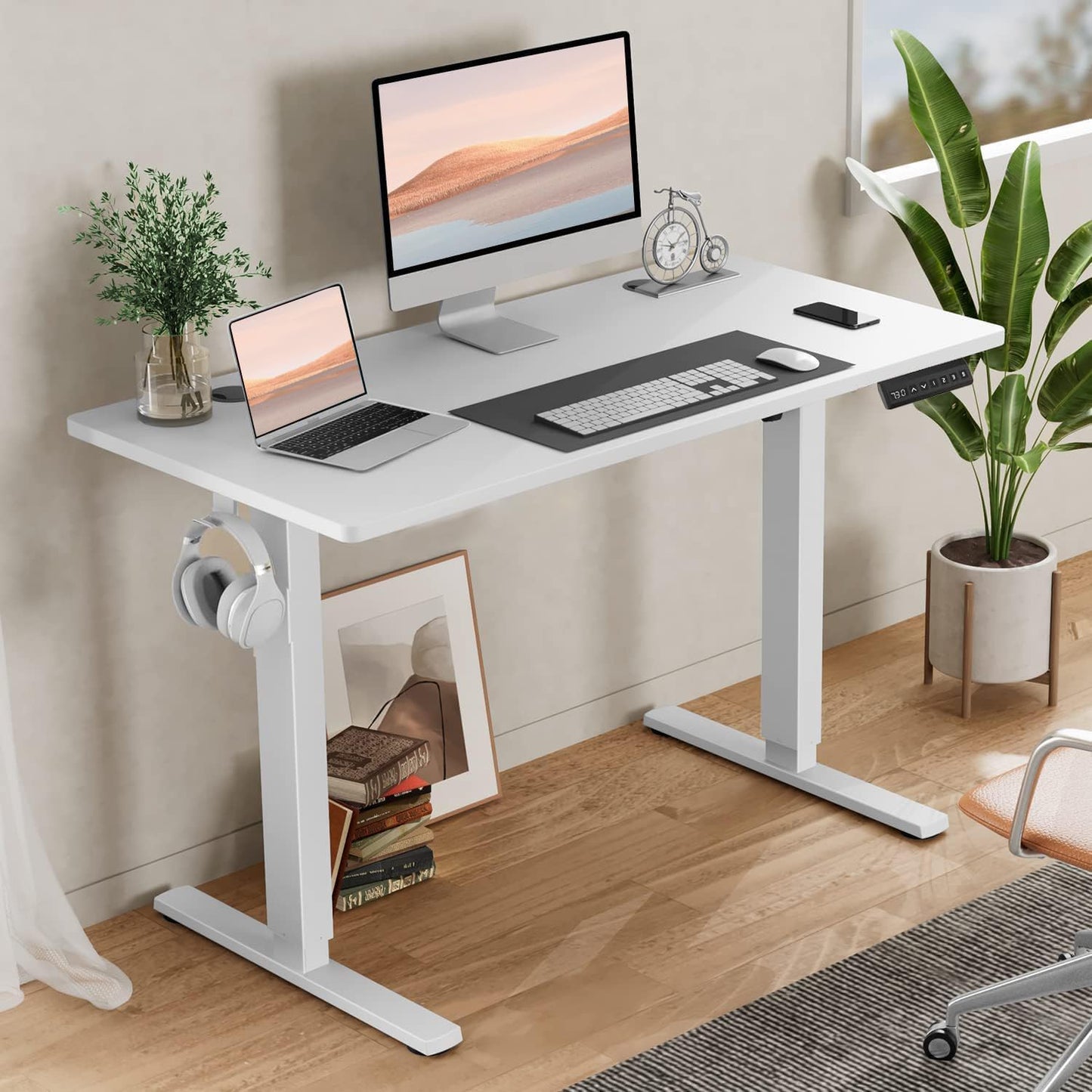 NEW - SMUG Standing Desk, Adjustable Height Electric Sit Stand Up Down Computer Table, 48x24 Inch Ergonomic Rising Desks for Work Office Home, Modern Lift Motorized Gaming Desktop Workstation, White - Retail $99