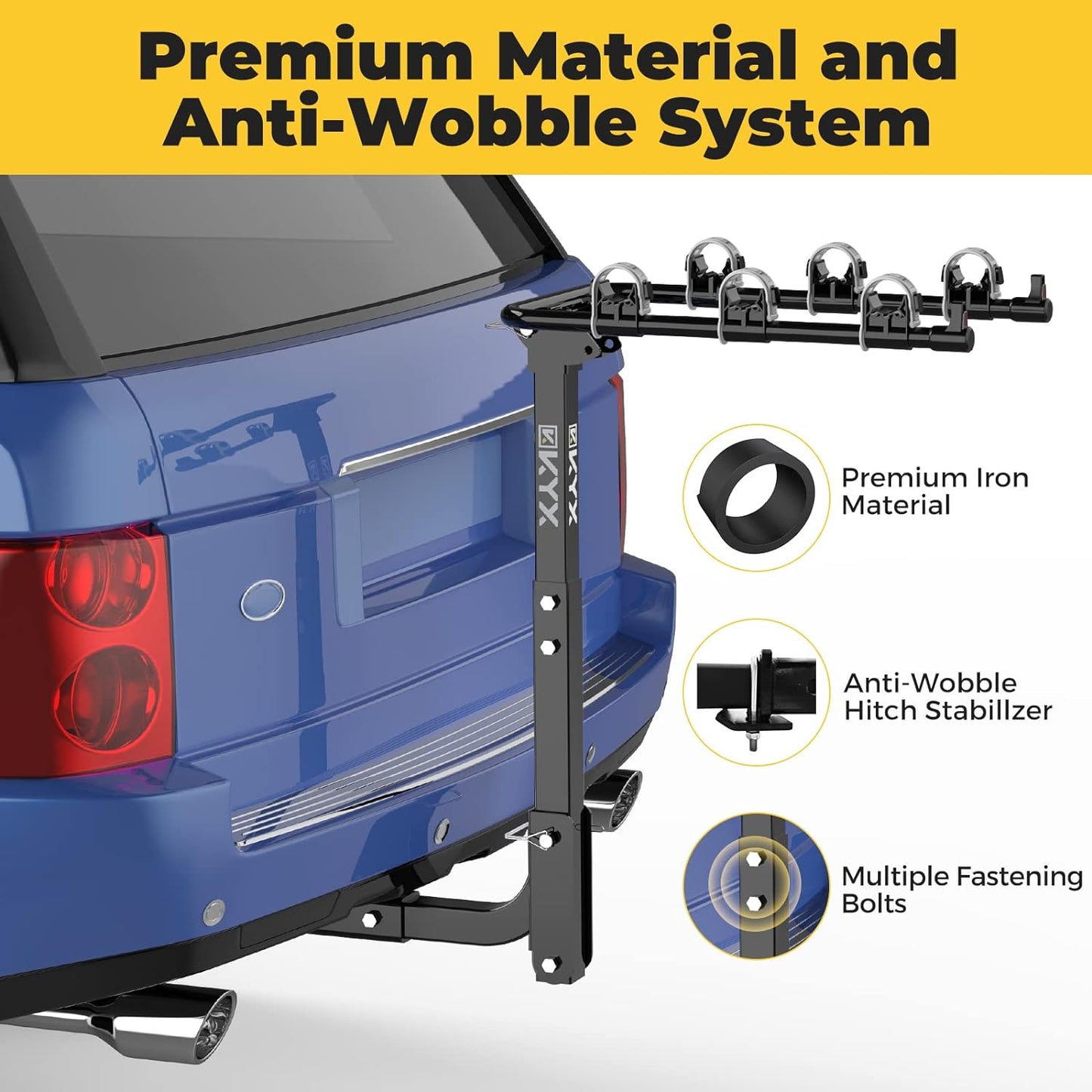 NEW - Bike Car Rack with 2 in. Receiver Hitch for 3 Bicycles, Hitch Mount Bike Rack with 143LBS Capacity Steel Frame, Foldable and Tilt-Away Modes for Car SUV Truck Vans, Easy Assembly, Safe Locking, Grey - Retail $94