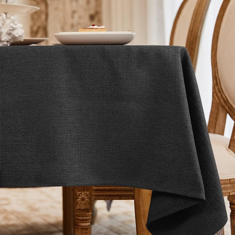 NEW - BALCONY & FALCON Rectangle Tablecloth Washable Wrinkle Resistant and Water Proof Table Cloth Decorative Linen Fabric Tablecloths for Dining Parties Kitchen Wedding and Outdoor Use (Black, 55x70) - Retail $43