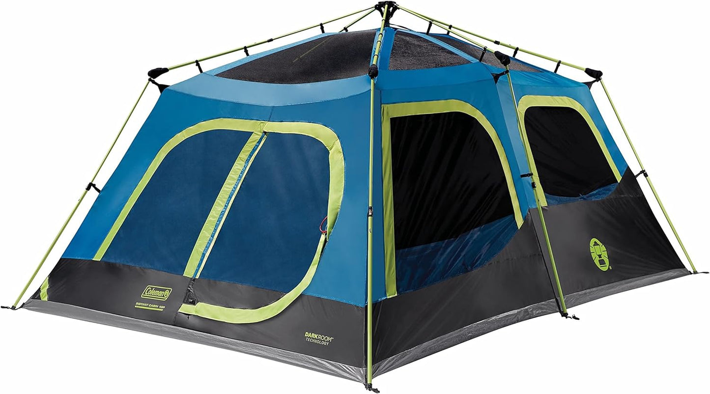 NEW - Coleman Camping Tent with Instant Setup, 10 Person Weatherproof Tent with Weathertec Technology, Double-Thick Fabric, and Included Carry Bag, Sets Up in 60 Seconds - Retail $329