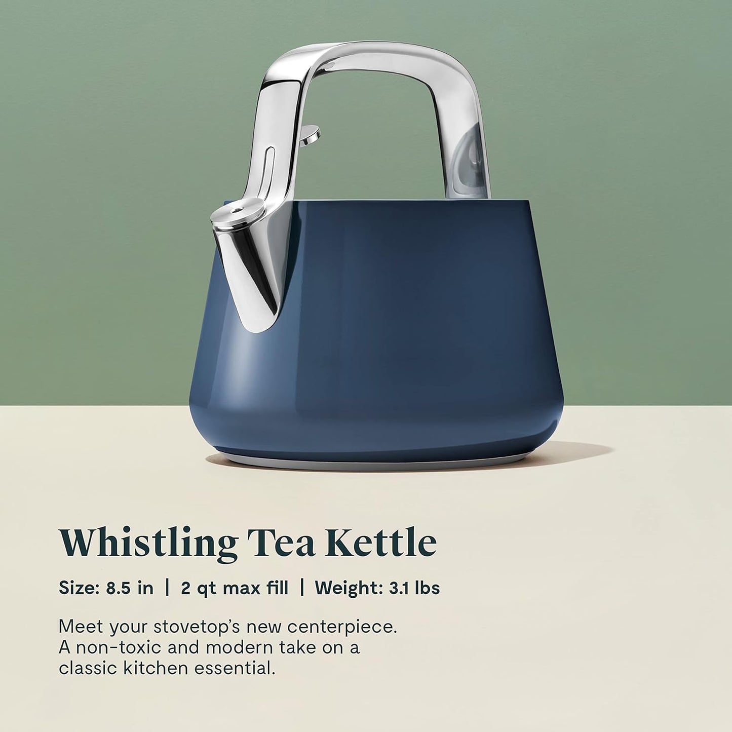 NEW - Caraway 2 Quart Whistling Tea Kettle - Durable Stainless Steel Tea Pot - Fast Boiling, Stovetop Agnostic - Non-Toxic, PTFE & PFOA Free - Includes Pot Holder - Navy - Retail $195