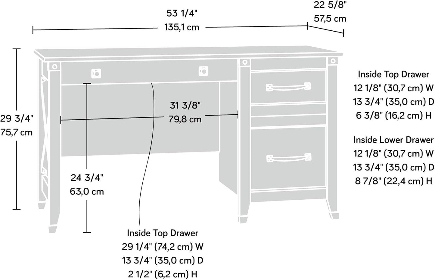 NEW - Sauder Carson Forge Desk, Washington Cherry finish - Retail $264