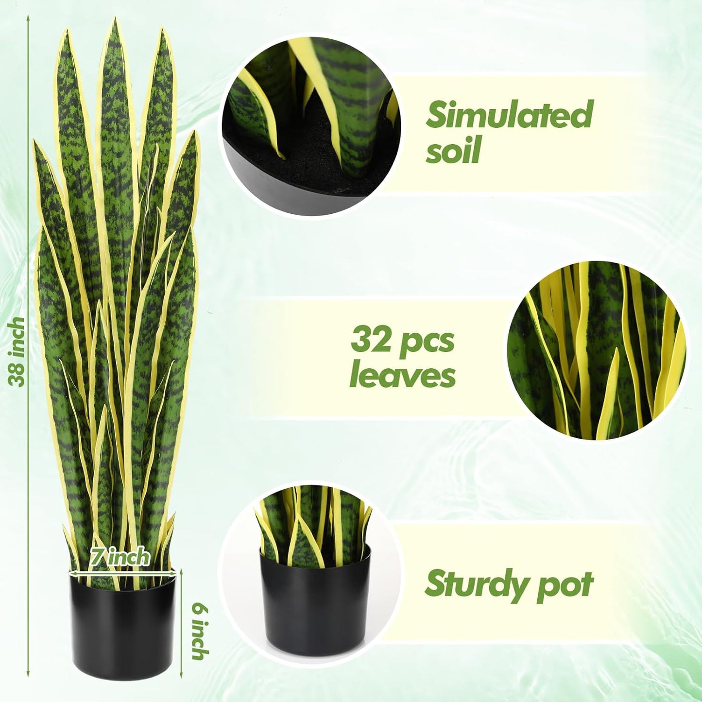 3.15 Ft Tall Artificial Snake Plant Faux Sansevieria Plant Large Fake Snake Bulk in Pot for Home Office Housewarming Gift - Retail $164