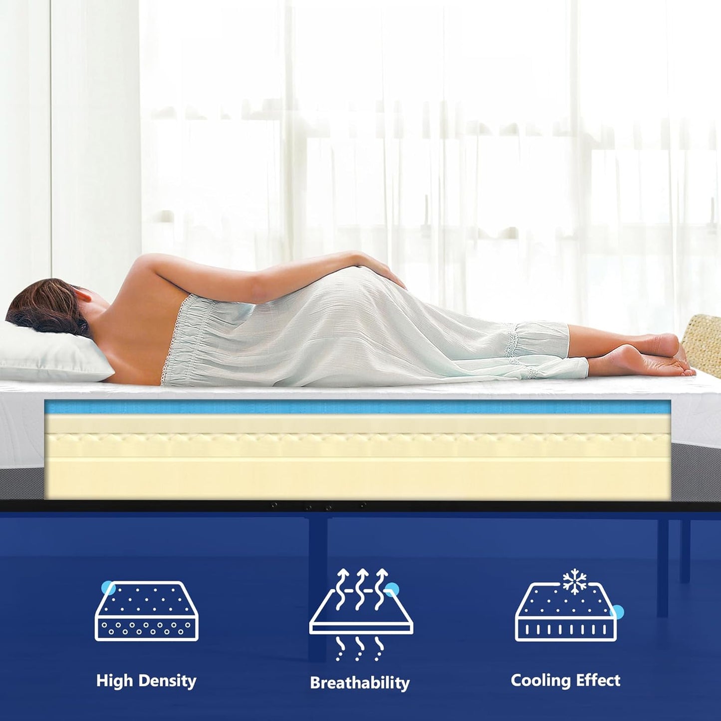 NEW - Olee Sleep QUEEN Mattress, 10 Inch Gel Memory Foam Mattress, CertiPUR-US - Retail $276