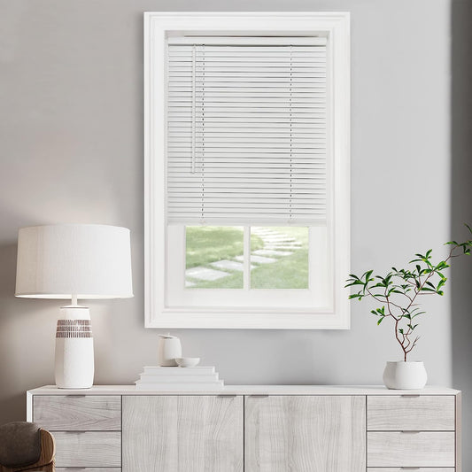 NEW - Cordless Light Filtering Mini Blind - 36 Inch Width, 64 Inch Length, 1" Slat Size - Pearl White - Cordless GII Morningstar Horizontal Windows Blinds for Interior by Achim Home Decor - Retail $17