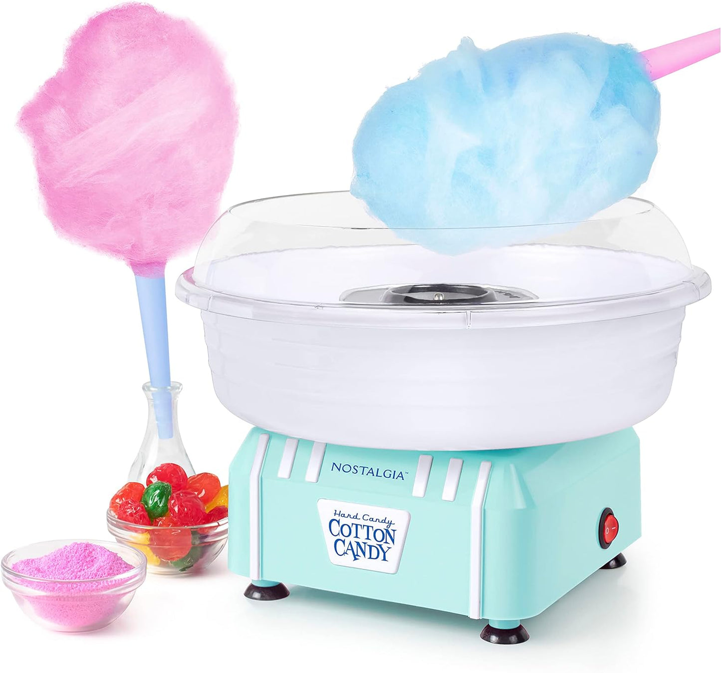 NEW - Nostalgia Retro Countertop Cotton Candy Maker, Vintage Candy Machine for Hard Candy & Flossing Sugar, Aqua - Retail $36