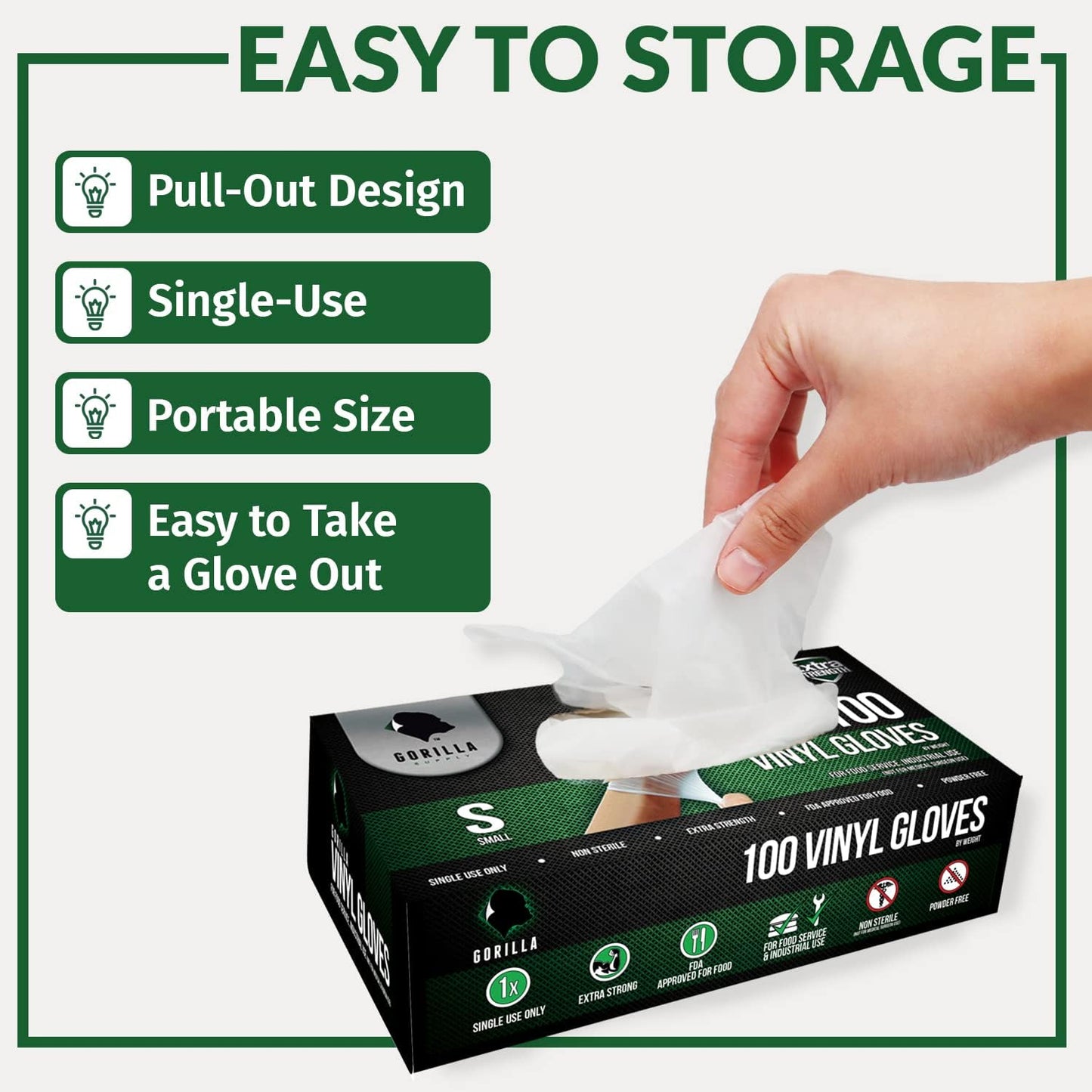 GORILLA SUPPLY 1000 LARGE Disposable Heavy Duty Vinyl Gloves Latex & Powder Free, BPA Free Food Safe