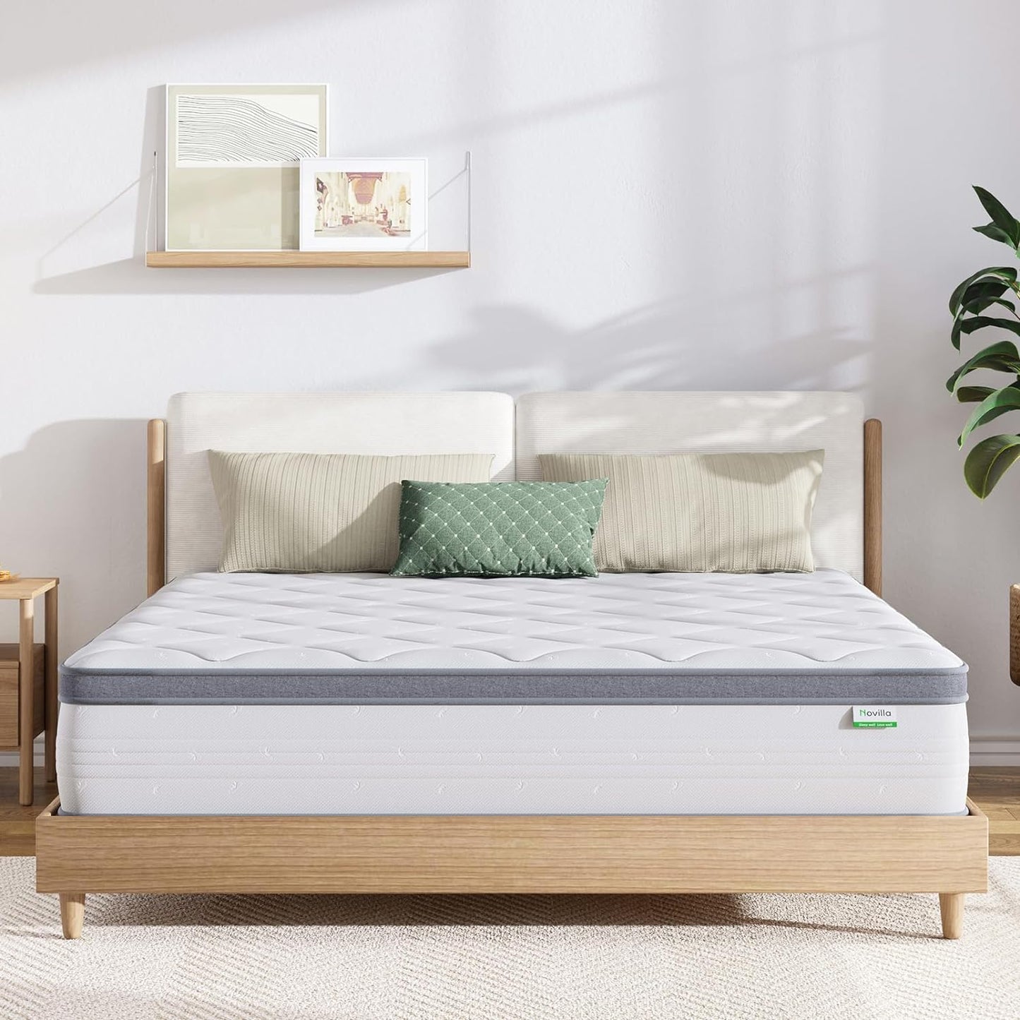 NEW - Novilla Queen Mattress, 12 Inch Hybrid Mattress Queen with Comfort Foam,Innerspring Pillow Top Queen Mattress in a Box, Queen Size Mattress for Pressure & Pain Relief, Soft Feel but Supportive - Retail $225