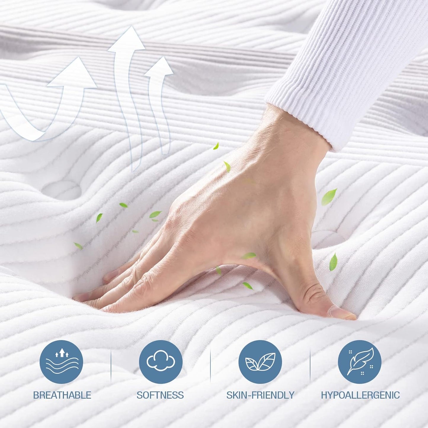 NEW - Lechepus QUEEN 14 Inch Hybrid Memory Foam Mattresses with Pocket Spring - Retail $547