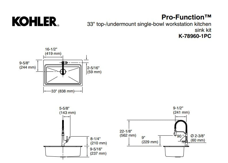 NEW - Costco - Kohler Pro-Function Kitchen Sink Kit - Retail $399