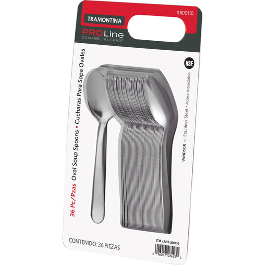 Tramontina ProLine Windsor Oval Soup Spoon, Stainless Steel, 36-count - Retail $12