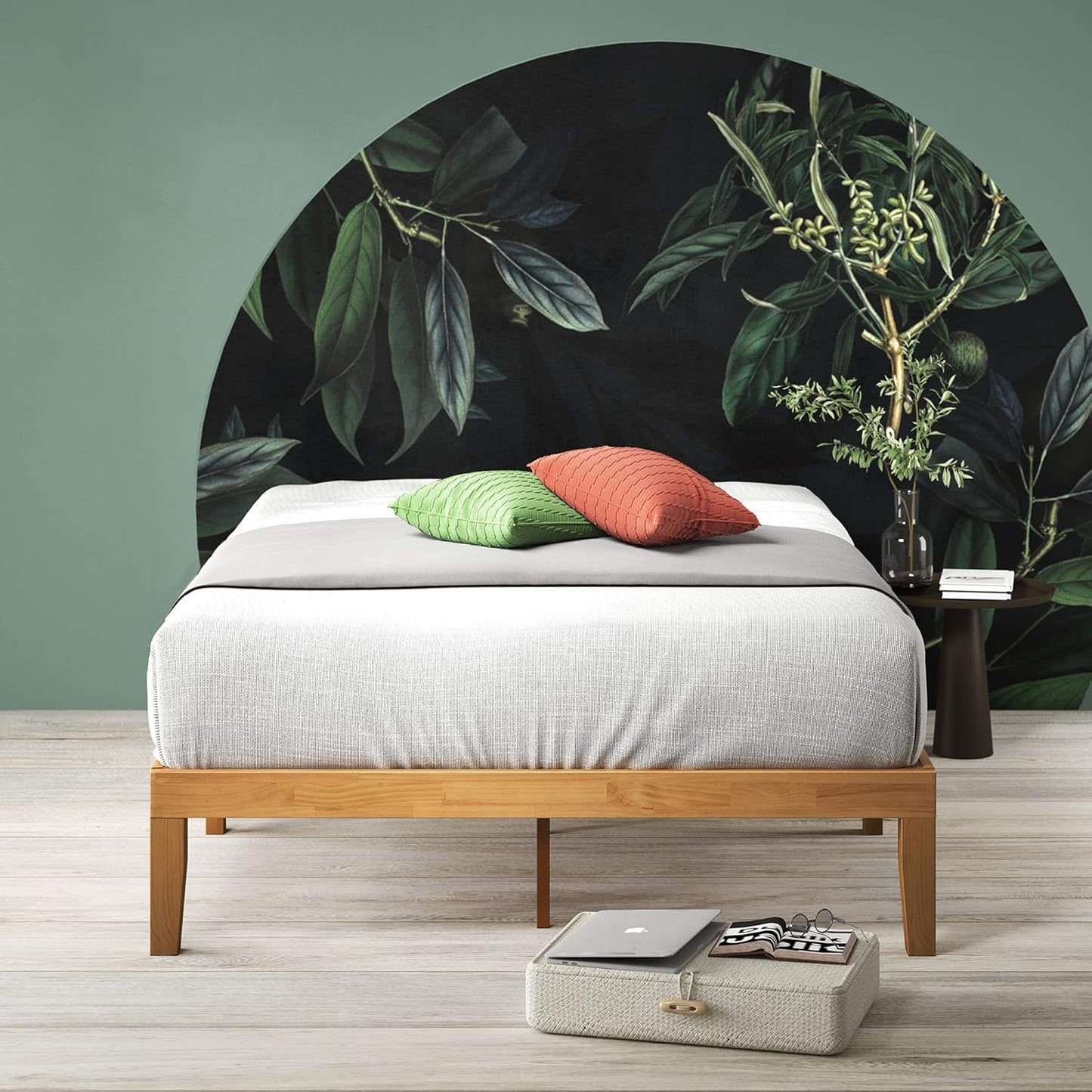 ZINUS Moiz Wood Platform Bed Frame, Wood Slat Support, No Box Spring Needed, Easy Assembly, Natural, Full - Retail $150