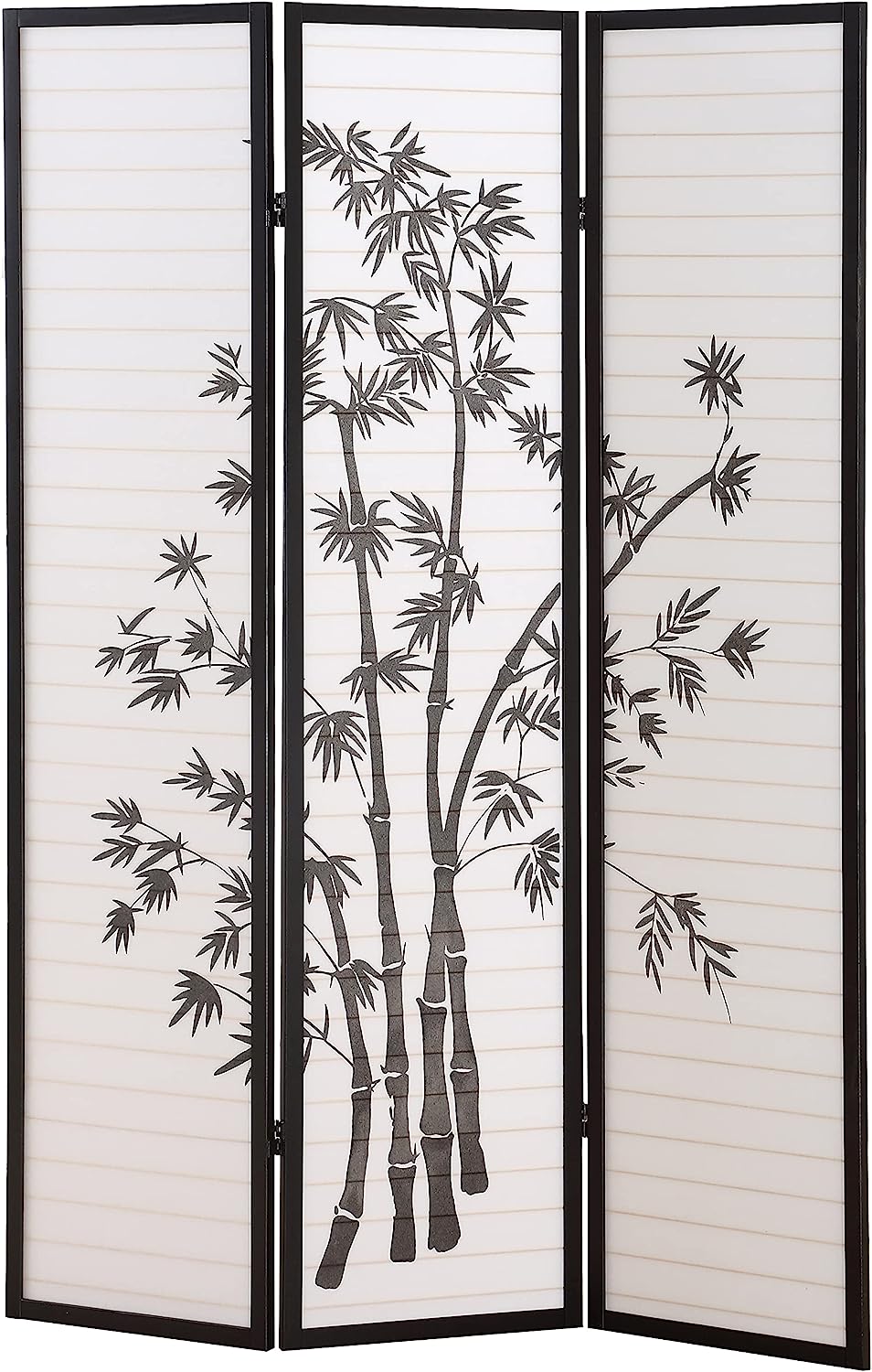 NEW - Roundhill Furniture 3-Panel Oriental Shoji Room Divider Screen, Black - Retail $58