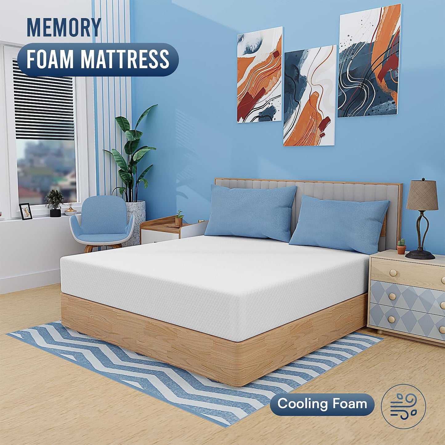 NEW - FDW 12 inch KING Gel Memory Foam Mattress Medium Firm Mattresses for Cool Sleep Relieving Pressure Relief CertiPUR-US Certified Mattress in a Box - Retail $316