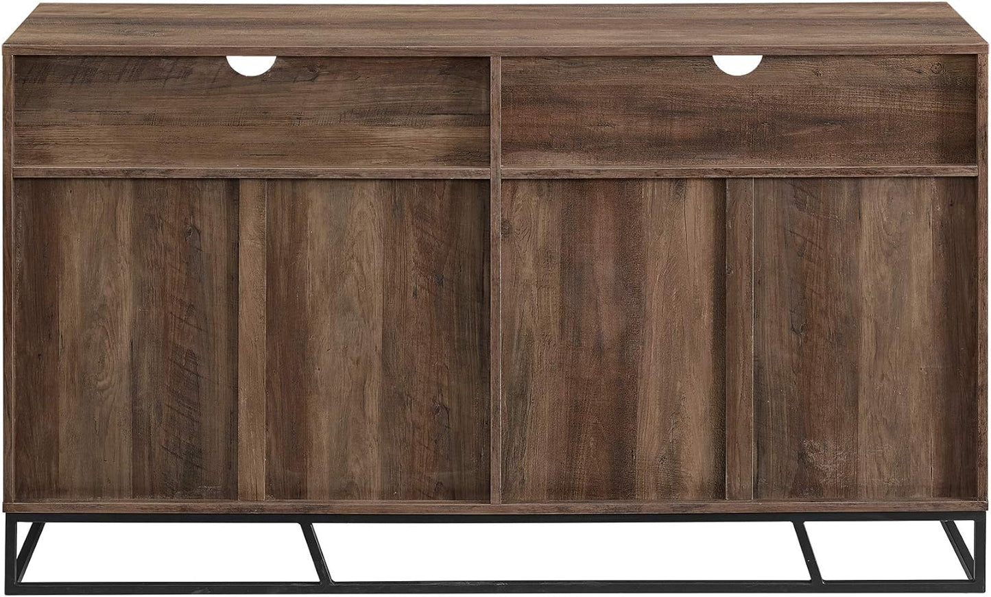 NEW in Box - Walker Edison Angled Door Cabinet-Sideboard-Buffet with Open Shelf Storage, 58, Rustic Oak - Retail $179