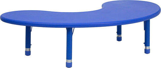 NEW [missing legs] - Flash Furniture 35 in W x 65 in L Half-Moon Blue Plastic Height Adjustable Activity Table - Retail $186