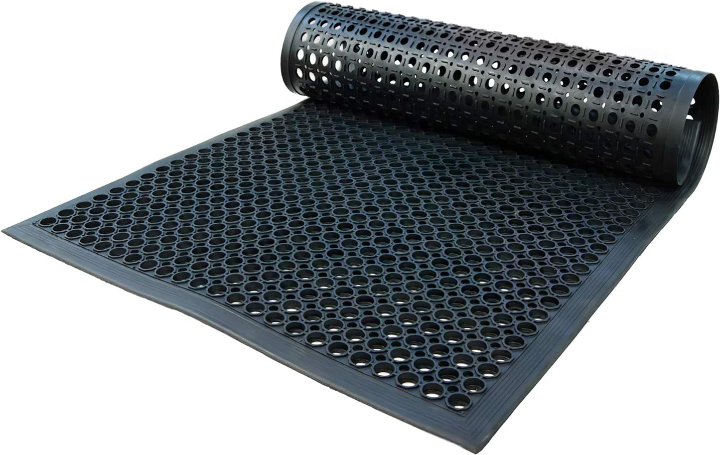 NEW - UNIMAT-Anti-Fatigue Outdoor Rubber Drainage with Non-Slip Backing Heavy Duty Mat for Restaurant Industrial Use-3'x 5' Black Mat-Ideal Bar Accessory - Retail $58