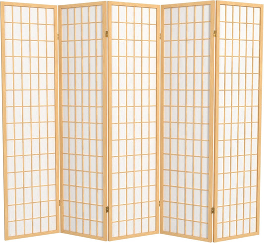 Oriental Furniture 6 ft. Tall Window Pane Shoji Screen - Natural - 5 Panels - Retail $259