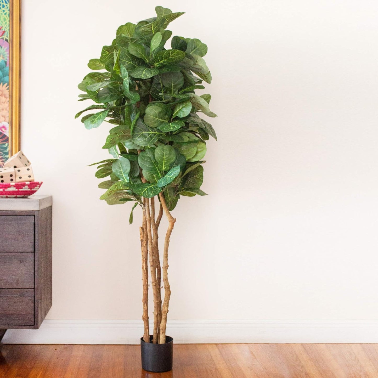 NEW - Nearly Natural 6ft Fiddle Leaf Fig Artificial Trees, 72in, Green - Retail $132