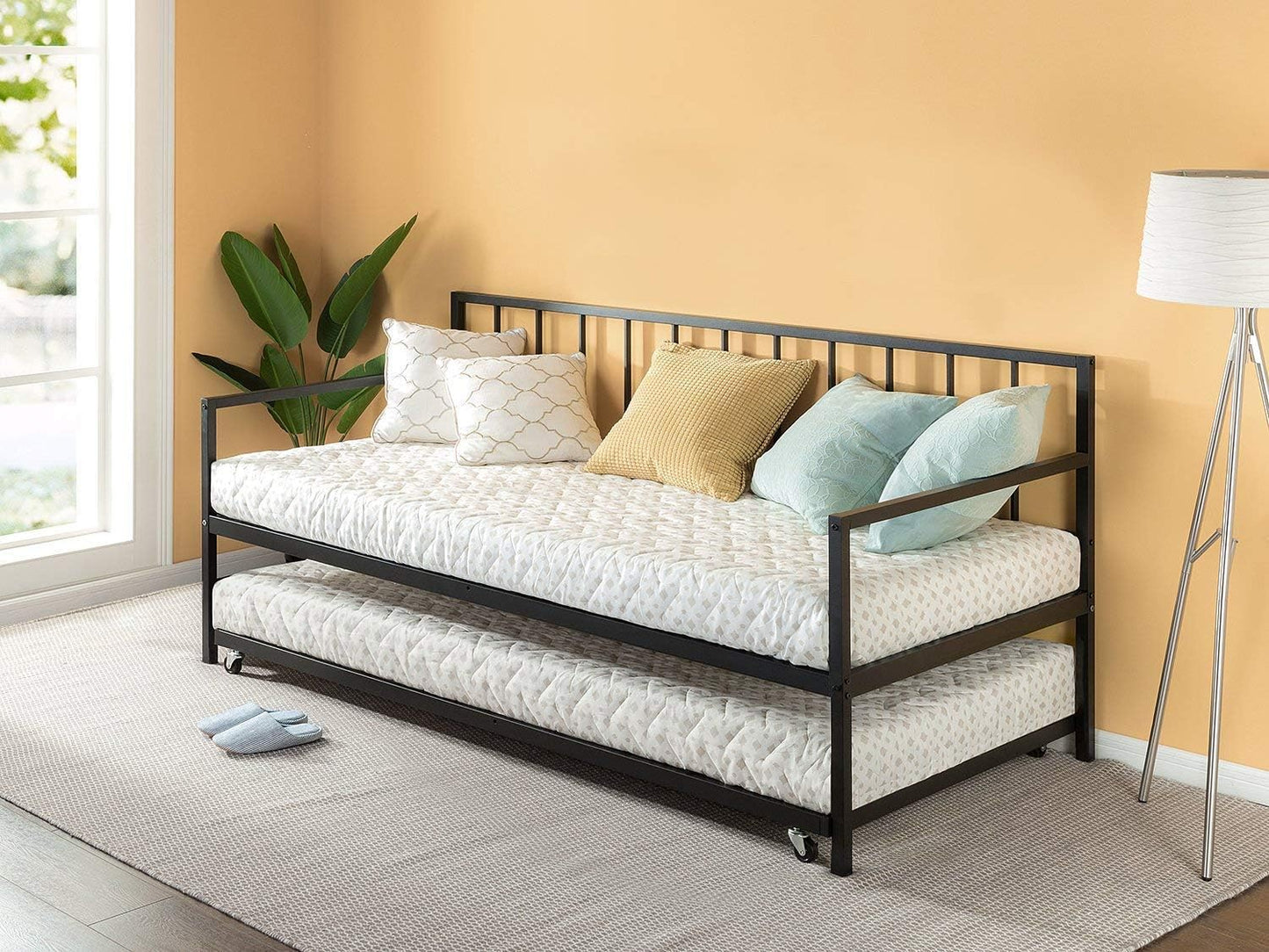 NEW - ZINUS TWIN Eden Metal Daybed with Trundle / Mattress Foundation with Steel Slat Support / Easy Assembly - Retail $190