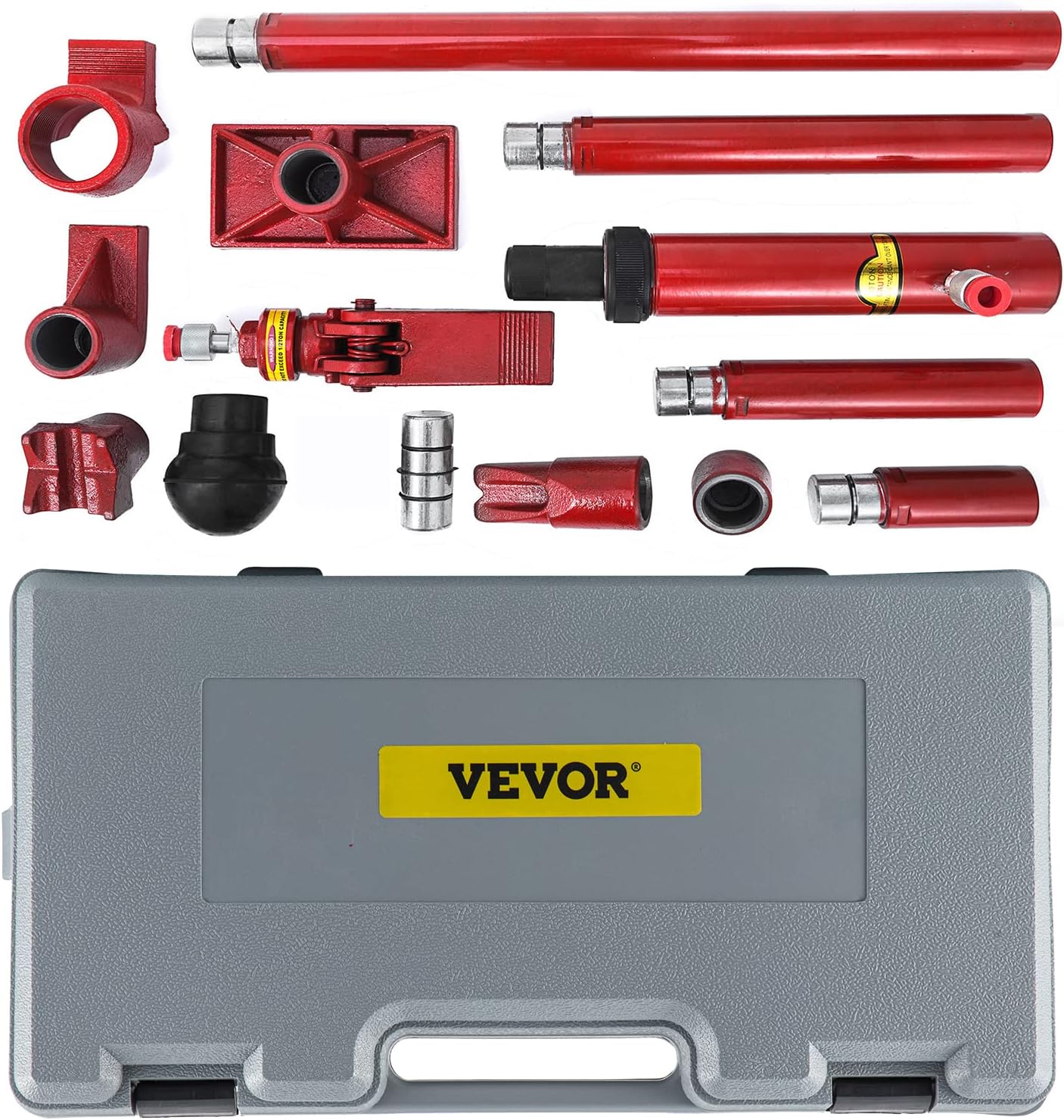 NEW - Mophorn 10 Ton Porta Power Kit 1.4M (55.1 inch) Oil Hose Hydraulic Car Jack Ram Autobody Frame Repair Power Tools for Loadhandler Truck Bed Unloader Farm and Hydraulic Equipment Construction, Red - Retail $155