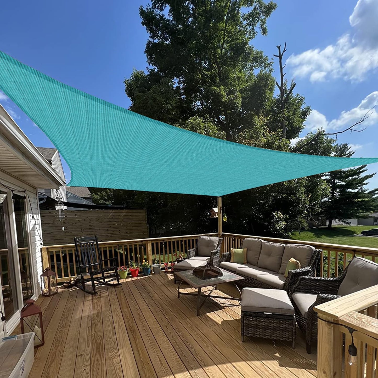 NEW - E&K Sunrise 16' x 20' Sun Shade Sail Rectangle Canopy Shade Cover UV Block for Pergola Patio Backyard Garden Outdoor (Turquoise) - Retail $65