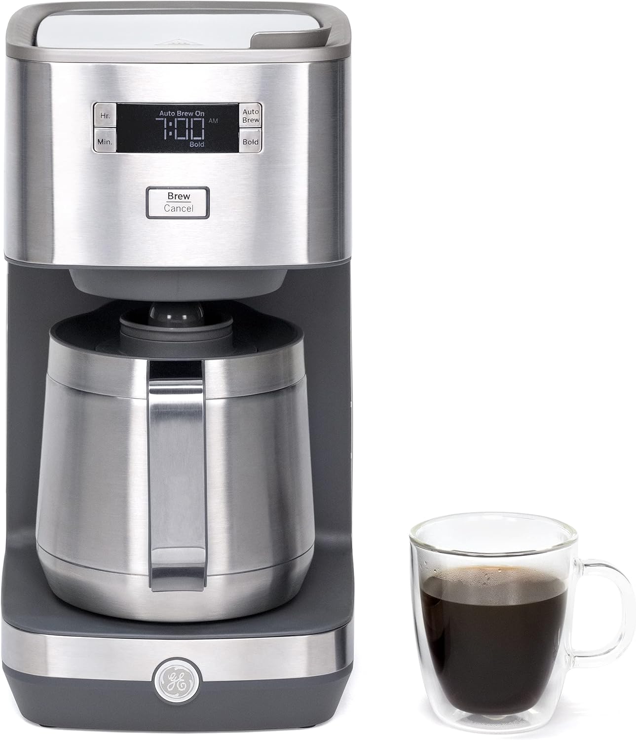 GE Drip Coffee Maker With Timer | 10-Cup Thermal Carafe Pot Keeps Coffee Warm for 2 Hours | Adjustable Brew Strength | Wide Shower Head for Maximum Flavor | Kitchen Essentials | Stainless Steel - Retail $77