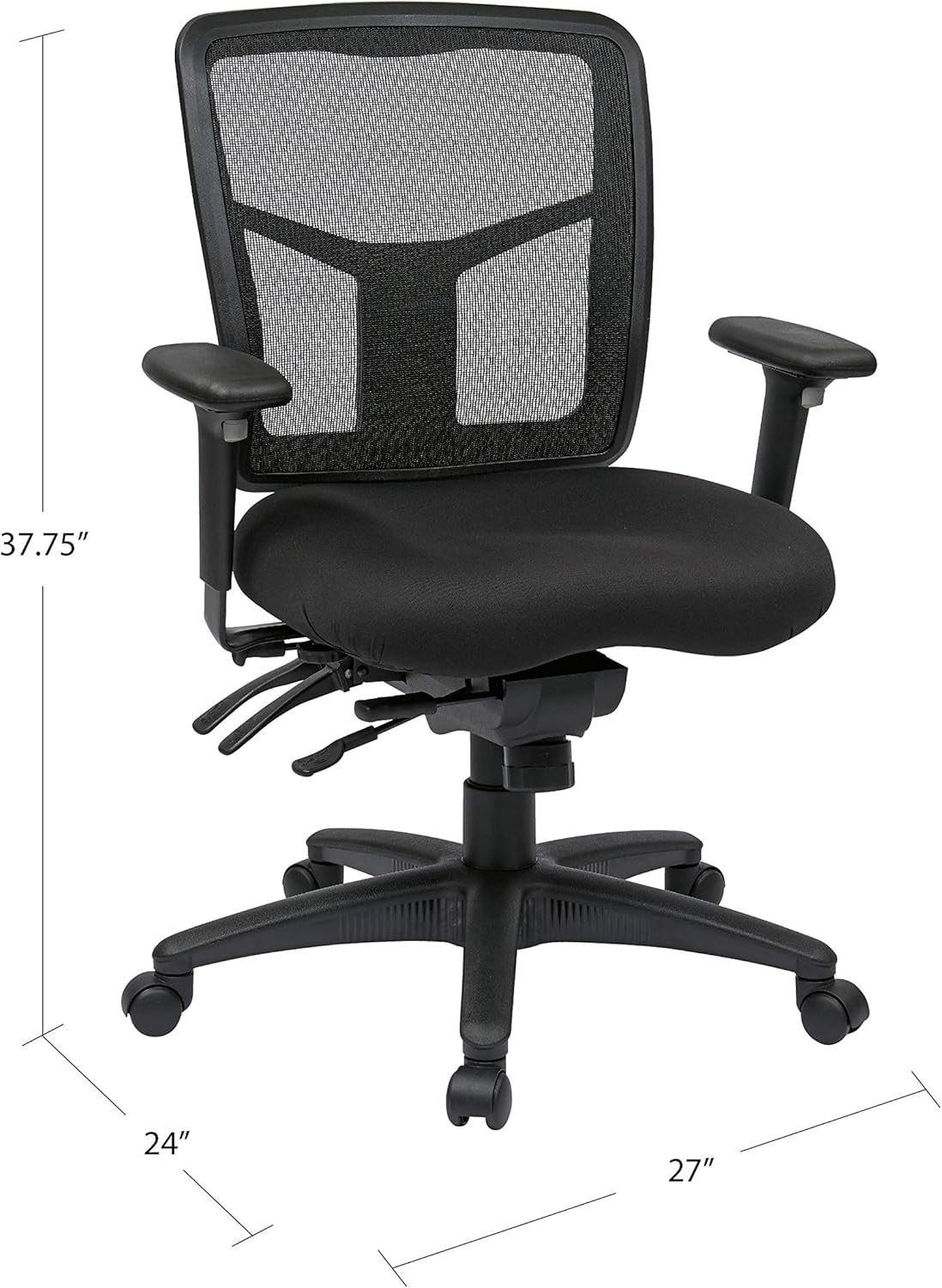 NEW - Office Star ProGrid Breathable Mesh Manager's Office Chair with Adjustable Seat Height, Multi-Function Tilt Control and Seat Slider, Mid Back, Coal FreeFlex Fabric - Retail $205