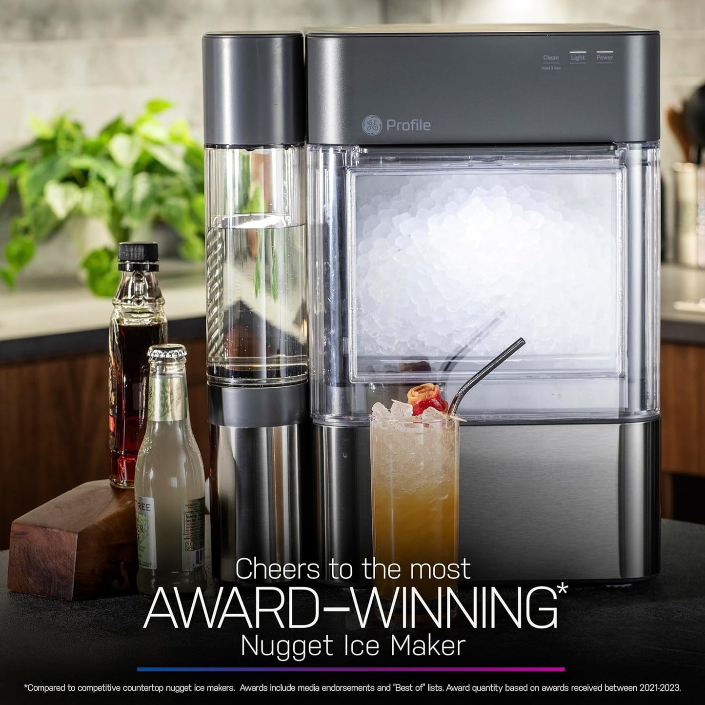 NEW - GE Profile Opal 2.0 | Countertop Nugget Ice Maker with Side Tank | Ice Machine with WiFi Connectivity | Smart Home Kitchen Essentials | Black Stainless - Retail $599