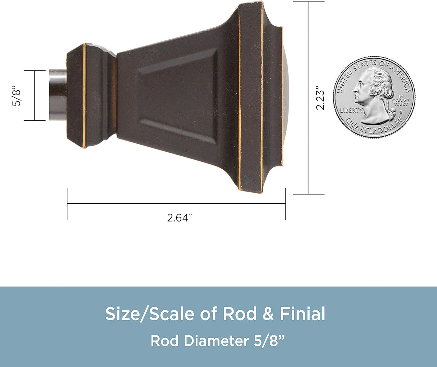 Kenney KN75351 Seville Square End Standard Decorative Window Curtain Rod, 48-86" Adjustable Length, Oil Rubbed Bronze Finish, 5/8" Diameter Steel Tube - Retail $18