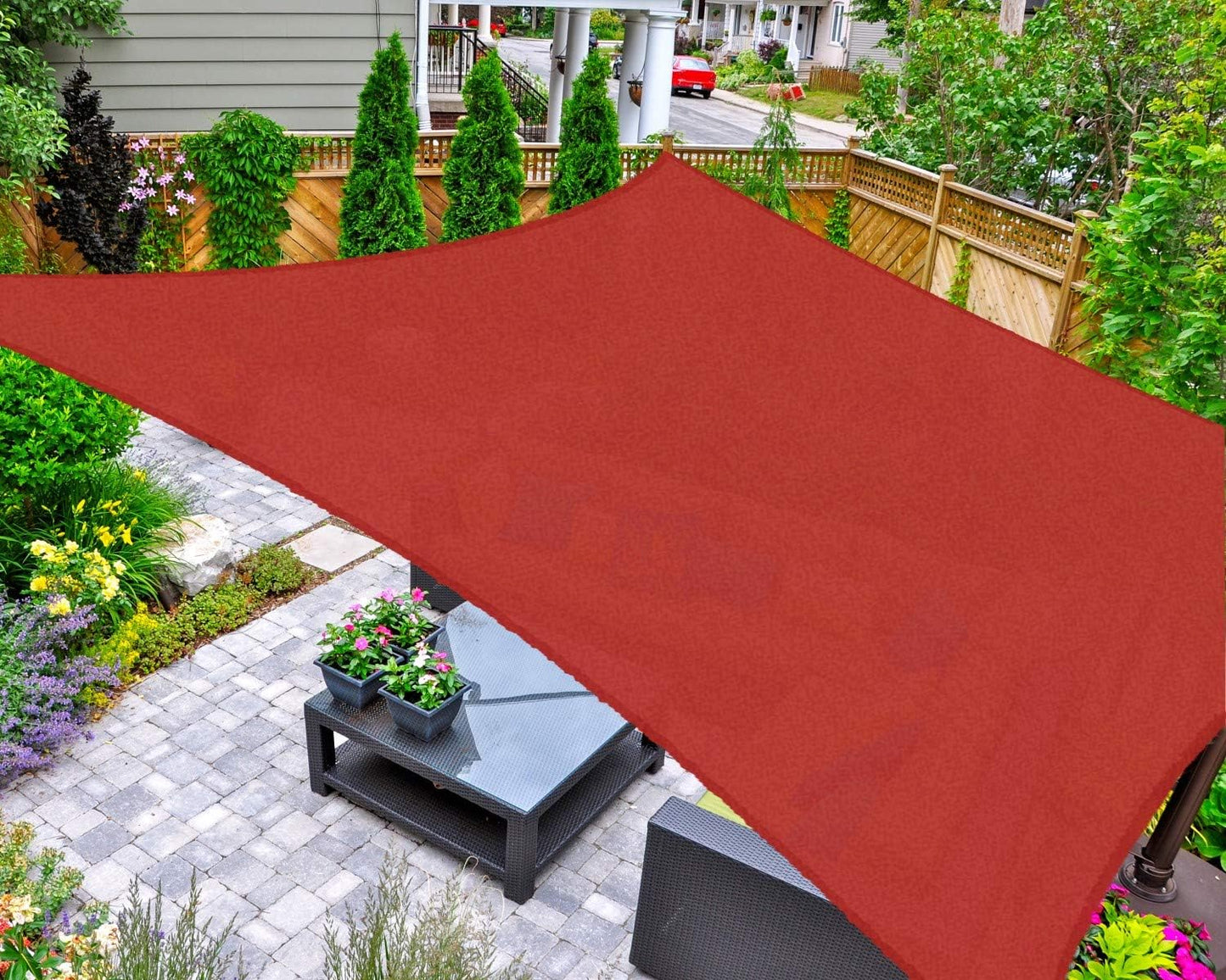 NEW - AsterOutdoor Sun Shade Sail Rectangle 8' x 12' UV Block Canopy for Patio Backyard Lawn Garden Outdoor Activities, Terra - Retail $28