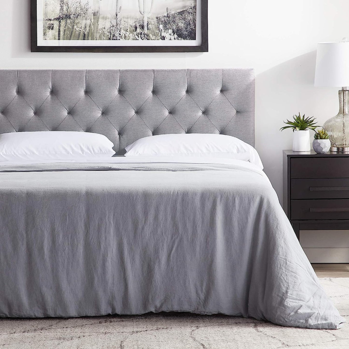 NEW - LUCID King/Cal King Mid-Rise Upholstered Polyester Headboard - Diamond Tufted - Retail $149