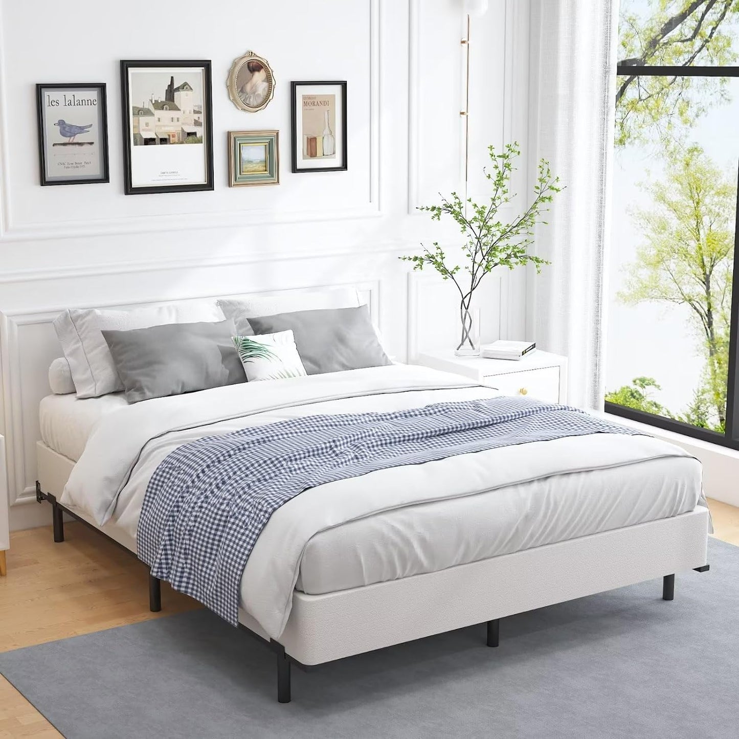 NEW - Box Springs KING Size 9 Inch, Heavy Duty Metal Frame Mattress Foundation with Easy Clean Cover, Noise Free, Easy Assembly- Retail $209