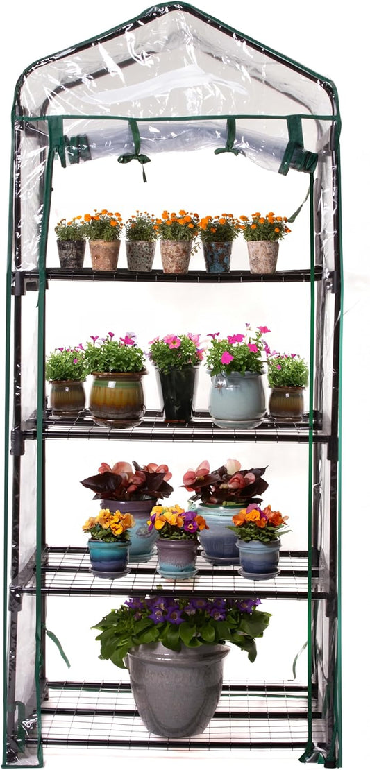 Gardman R687 4-Tier Mini Greenhouse, 27in Long x 18in Wide x 63in High, Black - Retail $60