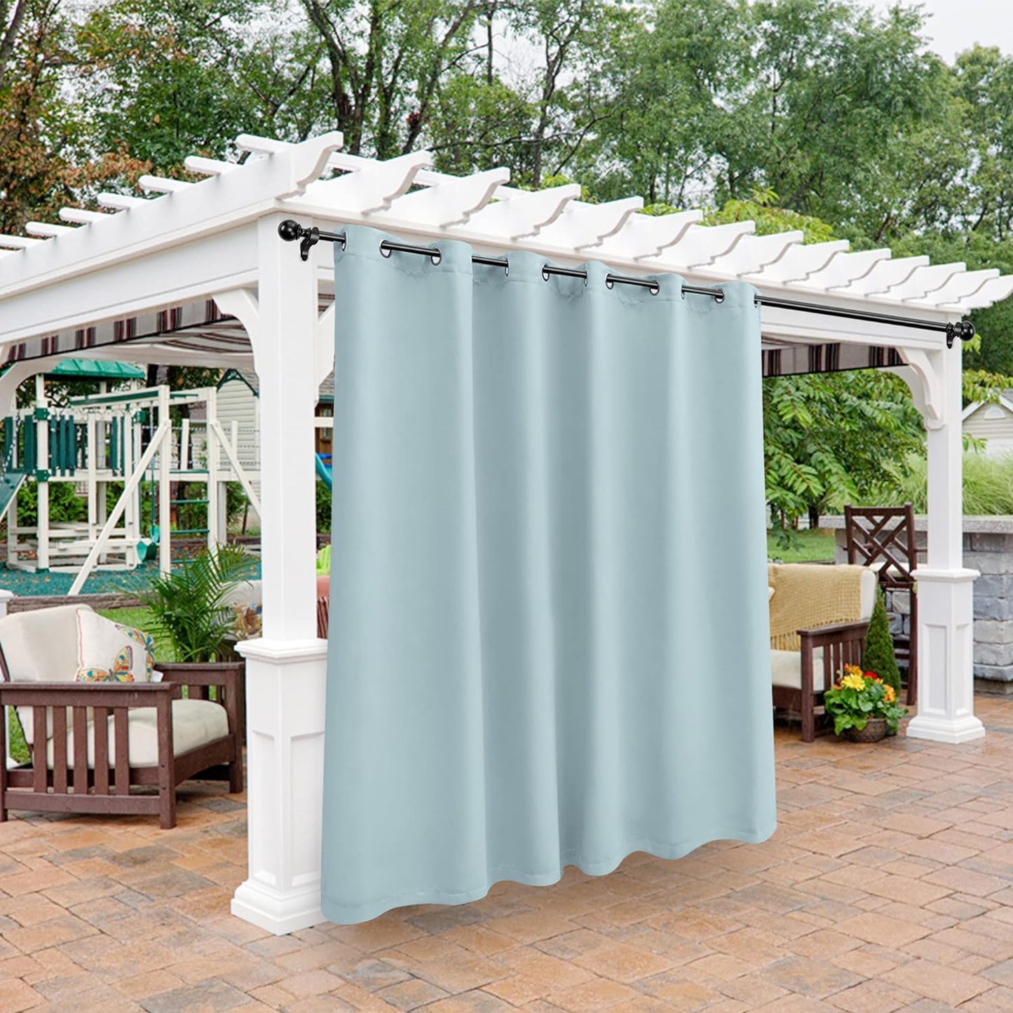 NEW - BONZER Waterproof Outdoor Patio Curtains 1 Panel - Thermal Insulated, Sunlight Blocking Weatherproof Grommet Outside Curtains for Porch, Pergola, Cabana, Balcony, 1 Panel, 100W x 95L inch, Seafoam - Retail $59