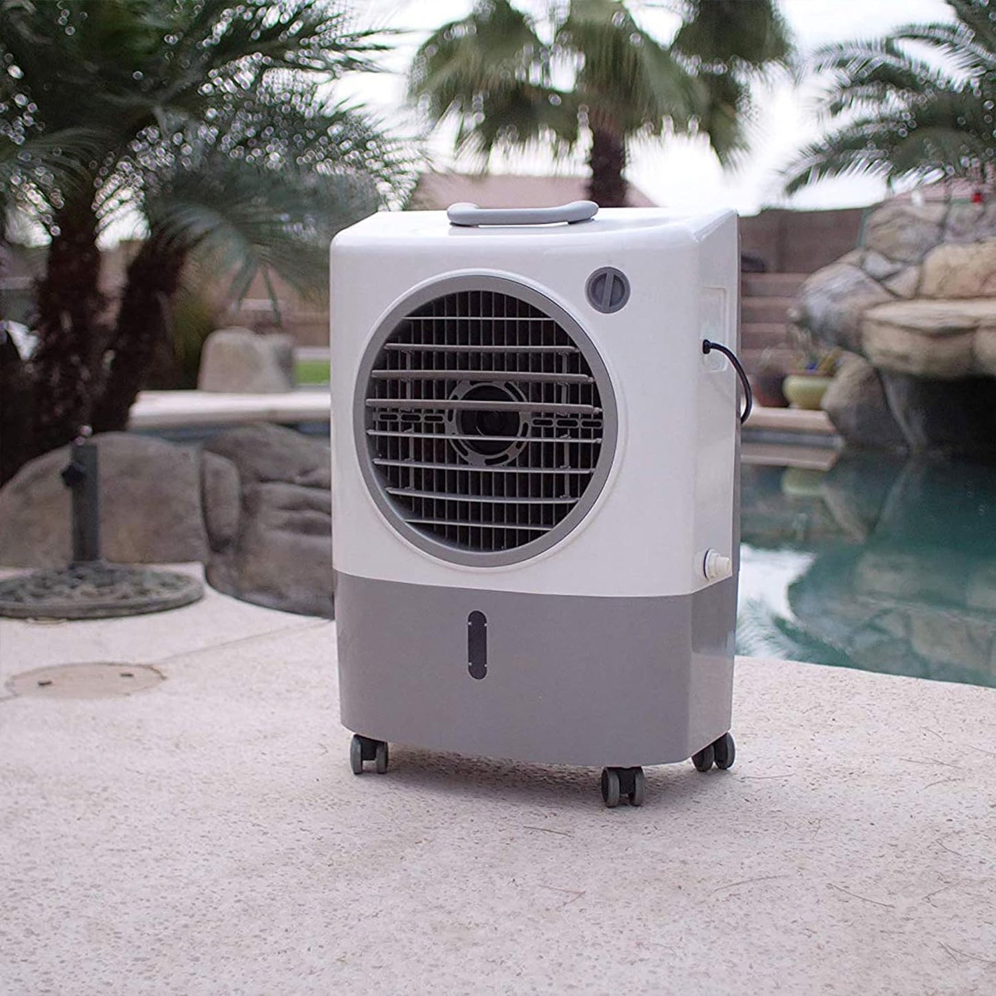 Hessaire Portable Swamp Coolers - 1300 CFM MC18M Evaporative Air Cooler with 2-Speed Fan, 53.4 dB - 500 sq. ft. Coverage Evaporative Air Cooler Portable High Velocity Outdoor Cooling Fan by Hessaire - White - Retail $166