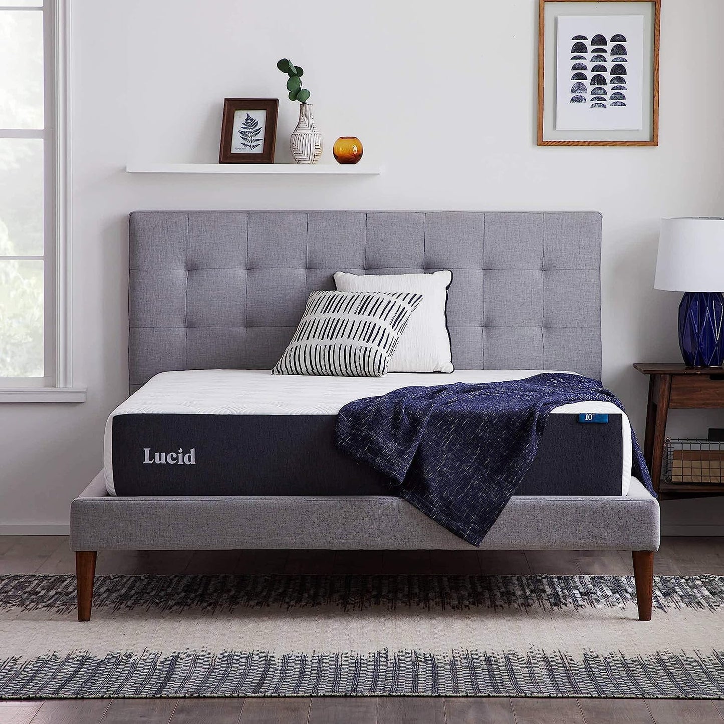 NEW - LUCID KING 10 Inch Memory Foam Mattress - Medium Feel - Bamboo Charcoal and Gel Infusion - Hypoallergenic - Bed in a Box - Temperature Regulating - Pressure Relief - Breathable - Retail $439