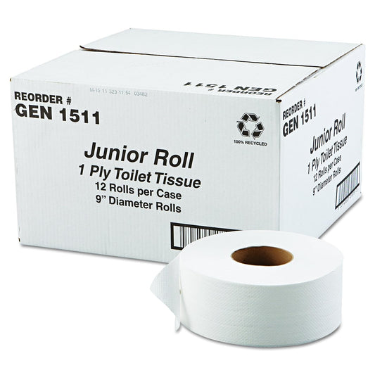 GEN® JRT Jumbo Jr. 1-Ply Toilet Paper Rolls, 12 Rolls (GEN1511) - Retail $50