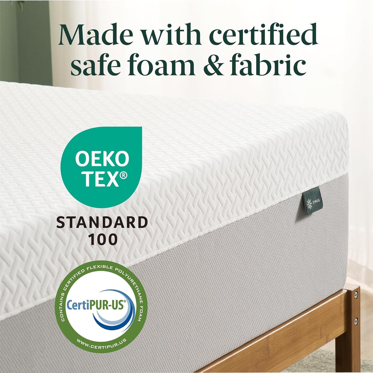 ZINUS 12 Inch KING Green Tea Essential Memory Foam Mattress [New Version], King, Fiberglass Free, Medium Feel, Breathable Airflow Memory Foam, Certified Safe Foams & Fabric, Mattress in A Box