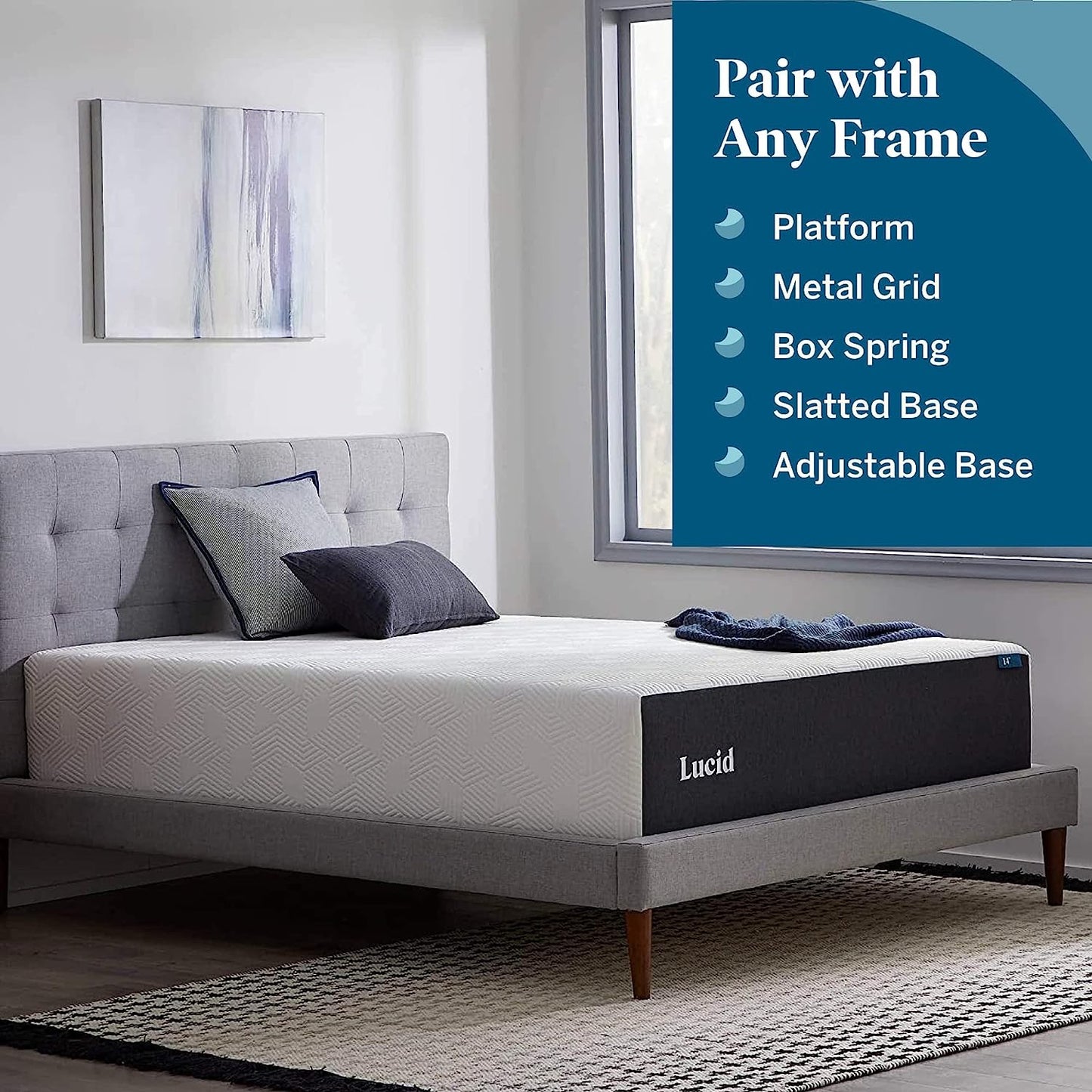 NEW - Lucid California King 14 Inch Mattress – Medium Memory Foam Mattress – Bamboo Charcoal Foam – Gel Infused – Hypoallergenic Foam Mattress – Bed-In-A-Box- CertiPUR-US Certified - Retail $629