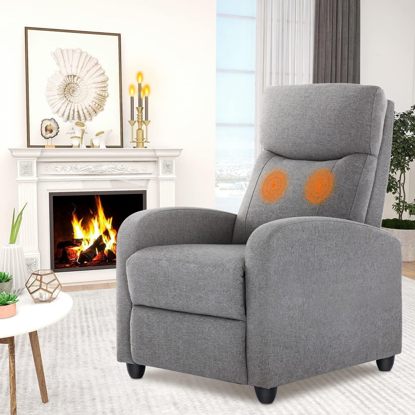 NEW - Sweetcrispy Recliner Chair for Adults, Massage Fabric Small Recliner Home Theater Seating with Lumbar Support, Adjustable Modern Reclining Chair with Padded Seat Backrest for Living Room (Deep Grey) - Retail $107