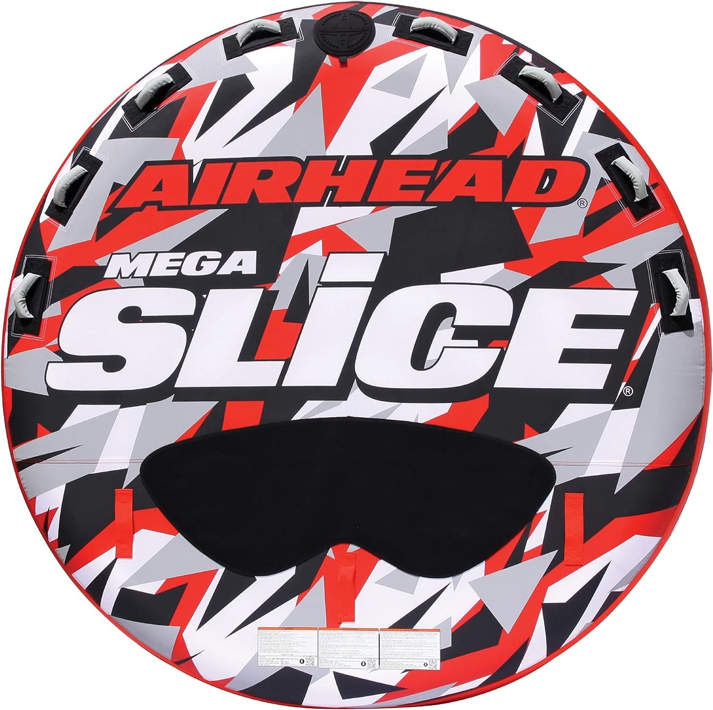 NEW - Airhead Mega Slice Towable 1-4 Rider Tube for Boating and Water Sports, Heavy Duty Full Nylon Cover with Zipper, EVA Foam Pads, and Patented Speed Safety Valve for Easy Inflating & Deflating - Retail $249