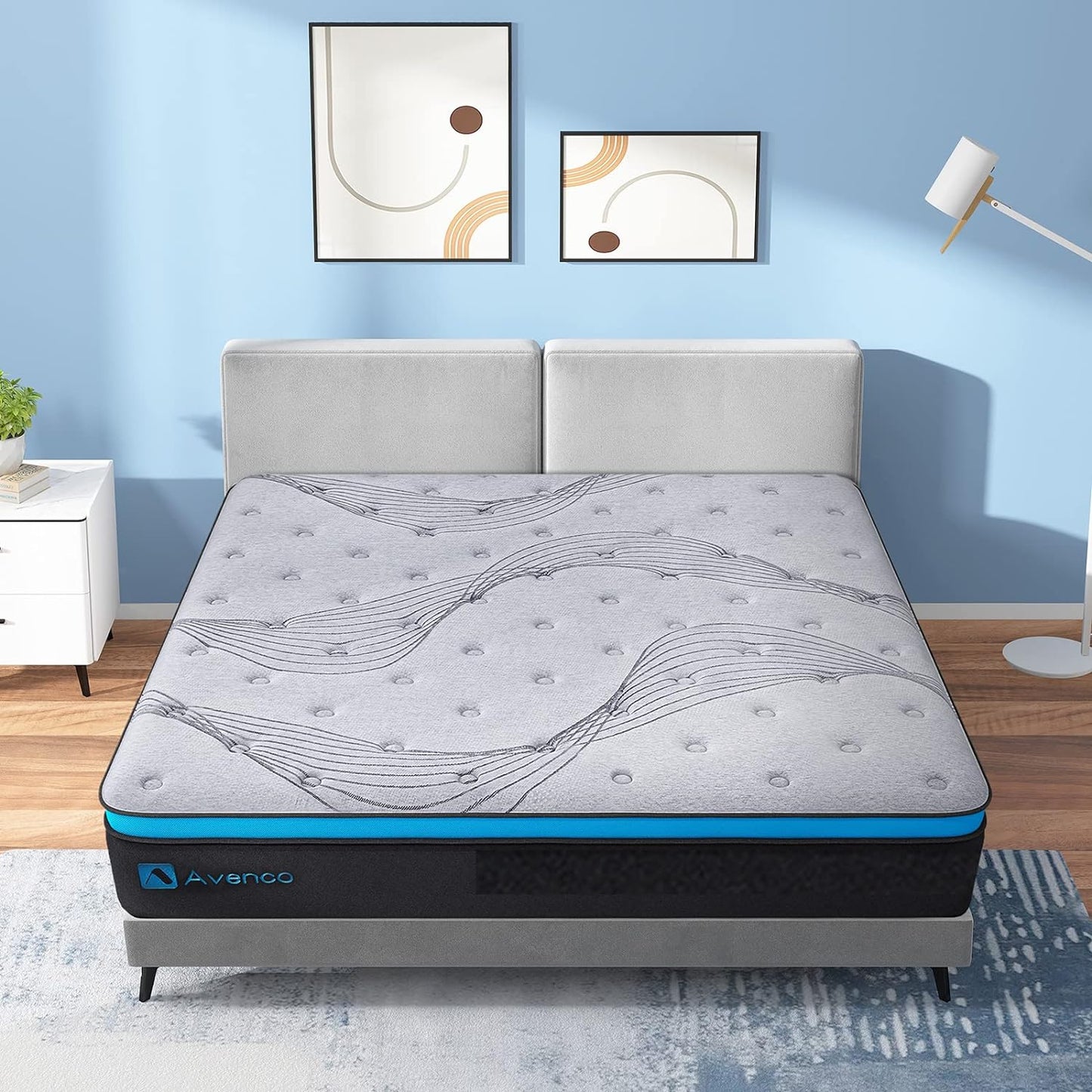 NEW - Avenco 12 Inch Hybrid King Mattress in a Box, Medium Firm Pocket Spring and Gel Memory Foam Mattress for King Size Bed, Edge Support, Max Loading 550LBS, CertiPUR-US Certified - Retail $310