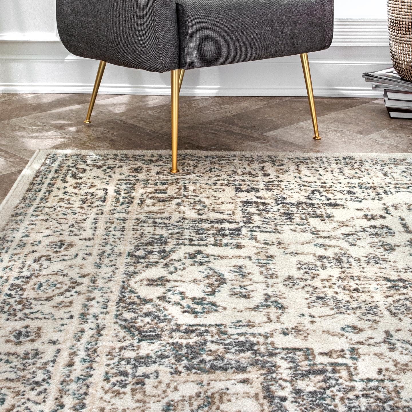 NEW - nuLOOM Tanith Vintage Medallion Area Rug, 9' x 12', Cream, Rectangular - Retail $104