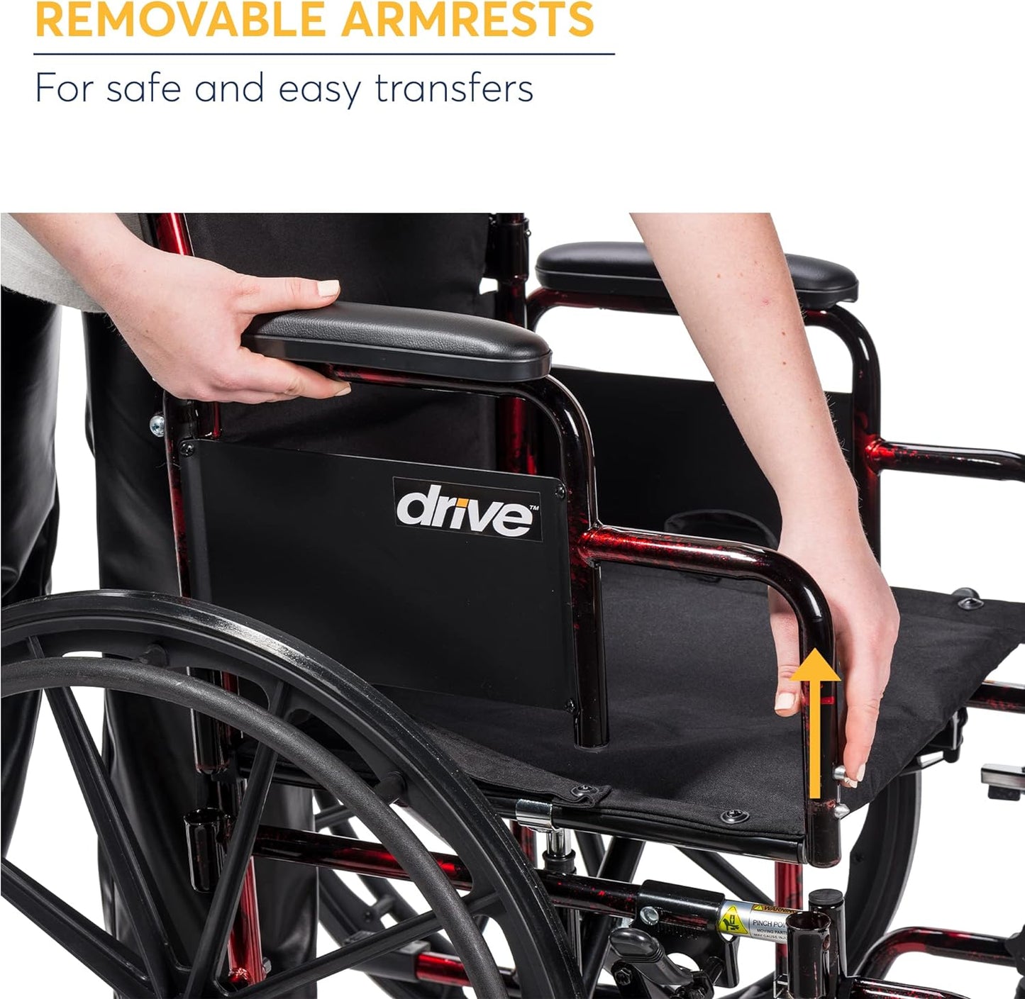 NEW - Drive Medical RTLREB18DDA-SF Rebel Lightweight Wheelchair with Swing-Away Footrest, Red - Retail $155