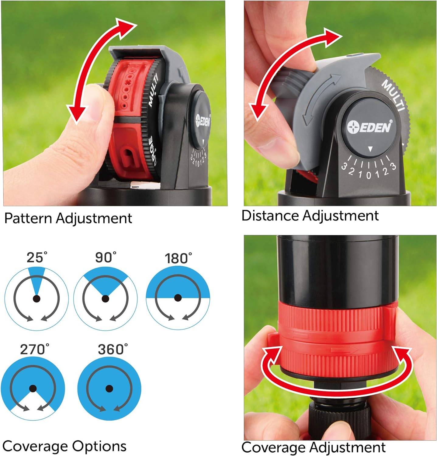 Eden 94124 Multi Pattern Turbo Gear Drive Sprinkler Plus Misting System, with Quick Connect Set, 360 Degree Coverage - Retail $29